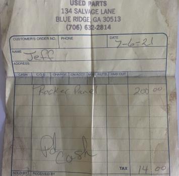 Fannin Salvage receipt