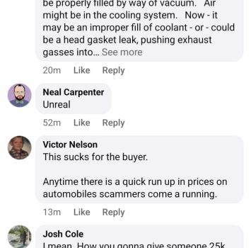 Facebook posts for the overheating RR