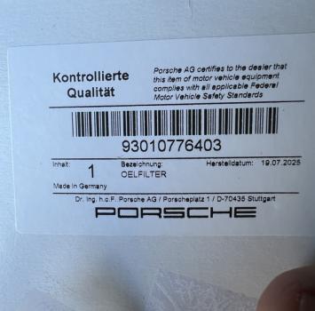 Genuine Porsche filter