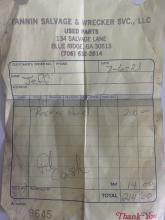Fannin Salvage receipt